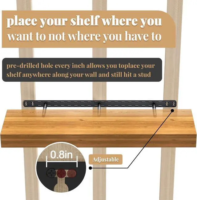 Alt view image 3 of 6 - 2pcs Floating Shelf Hardware Heavy Duty Hidden Shelf Brackets Support,Wall Mounting Invisible Floating Shelves Bracket Without Jig (18" x 8" x 1.5" Without Tools)