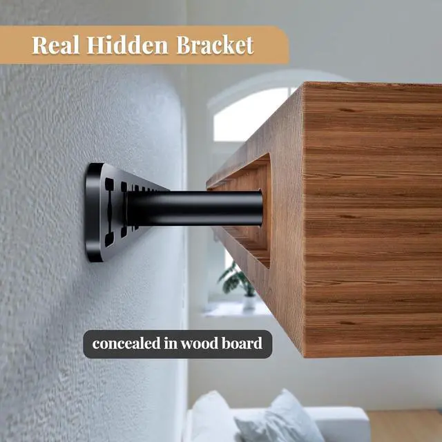 Alt view image 5 of 6 - 2pcs Floating Shelf Hardware Heavy Duty Hidden Shelf Brackets Support,Wall Mounting Invisible Floating Shelves Bracket Without Jig (18" x 8" x 1.5" Without Tools)