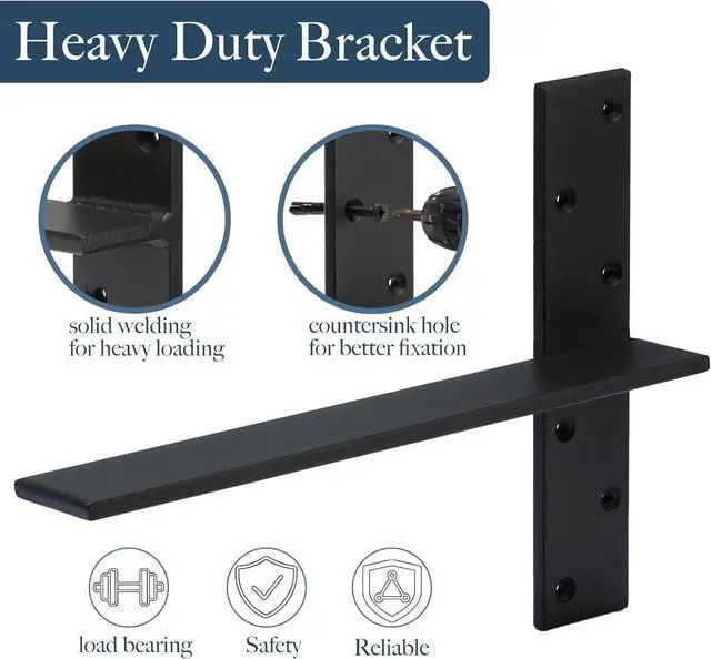 Alt view image 3 of 7 - Free Hanging Countertop Support Bracket 14" Lx2.5 W 2 Pack Hidden Floating Wall Bracket 3/8" Thick Heavy Duty Shelf Bracket for Floating Bars,Bench Seats,Vanities