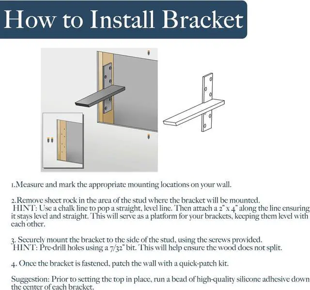 Alt view image 4 of 7 - Free Hanging Countertop Support Bracket 14" Lx2.5 W 2 Pack Hidden Floating Wall Bracket 3/8" Thick Heavy Duty Shelf Bracket for Floating Bars,Bench Seats,Vanities