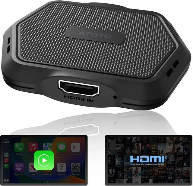 Main image of AD1 Wireless Carplay Box Adapter with HDMI Input 2 in 1 Dongle for Wired CarPlay Cars Plug & Play Multimedia Hub for TV Box/Game Console/DVD/Blu-ray Bluetooth 5.2 OTA Updates Black