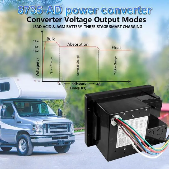 Alt view image 6 of 6 - WF-8735-AD Power Converter/Charger, Black wf-8735-P 30 Amp Power Center,30/35 Amp DC Output, WF-8700 Series 30 amp rv Converter Battery Chargers for rv,Camper,caravans,Travel Trailer