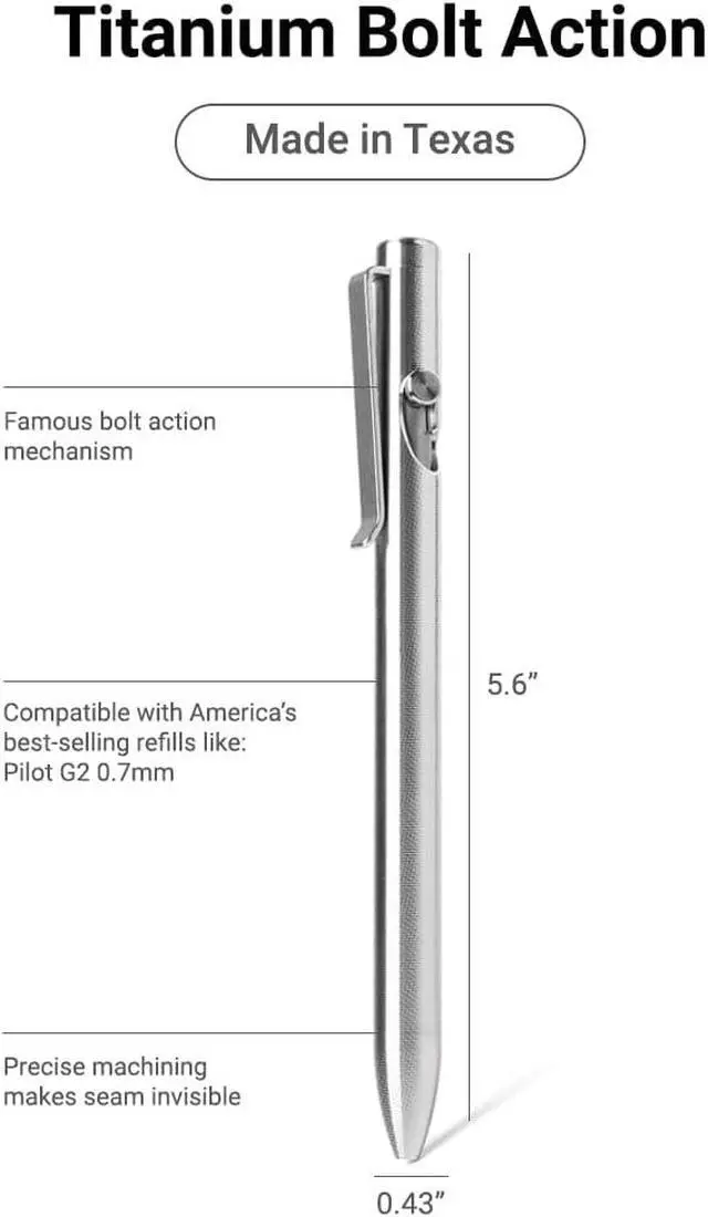Alt view image 3 of 6 - Tactile Turn Titanium Bolt Action Pen - Standard Length - 100% Made in the USA - All-Metal Construction - Guaranteed for Life