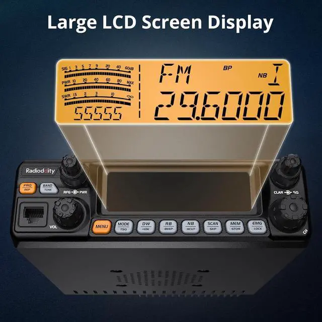 Alt view image 4 of 7 - QT60 Pro 10 Meter Radio SSB, AM, FM, PA, 60W High Power Amateur Ham Mobile Transceiver, Large LCD Display, RX & TX Noise Reduction, NOAA with Alert, with CTCSS/DCS, ASQ