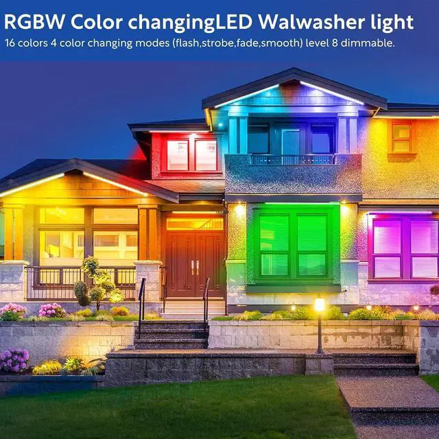 Alt view image 2 of 7 - RGB Wall Washer Light with Bar 2Pack, 72W LED RGB Color Changing Landscape Wall Wash Lights, 4FT 120V Dimmable Stage Wash Light Bar for Hotel,Building,Commercial Garden Lighting