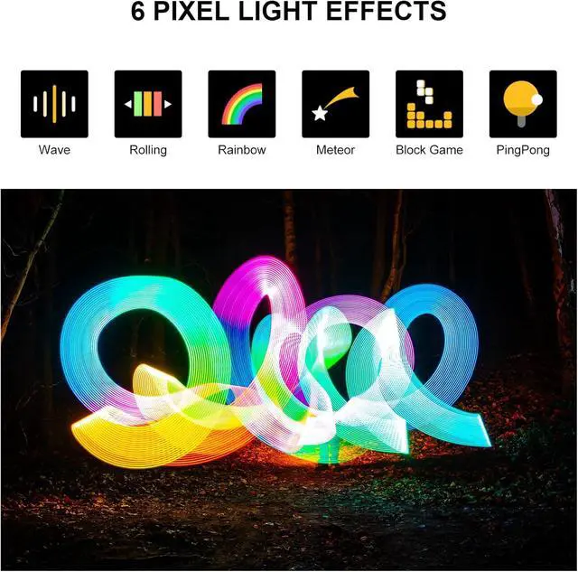 Alt view image 4 of 7 - GVM RGB Tube Light Wand with 660 Lamp Beads, 48" Photography Lighting - 2700-10000K Light Bar with 12 Scene Effects, DMX/APP Bluetooth Mesh Networking