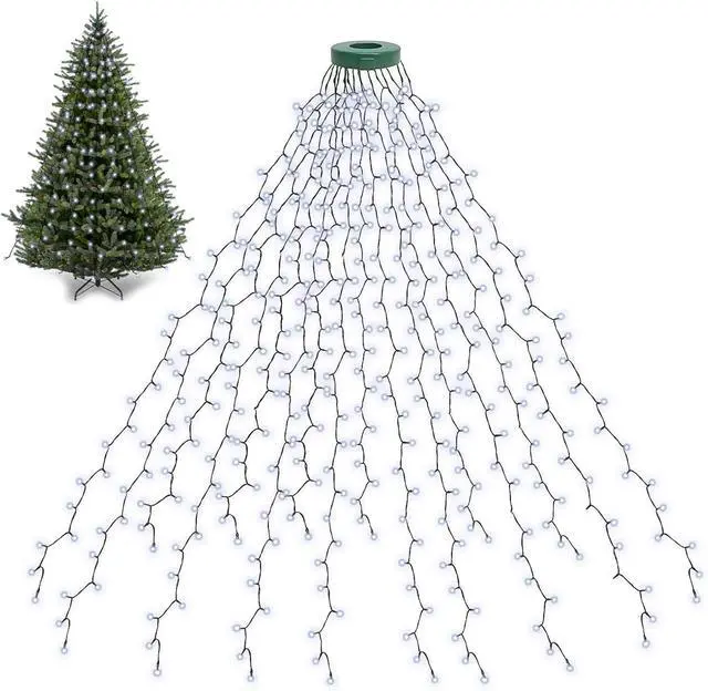 Main image of Christmas Tree Lights 592LED 16 Lines 8 Modes for 8 ft Tree, UL Certified Indoor/Outdoor Christmas Decorations 16 * 9.8ft Drops Cool White