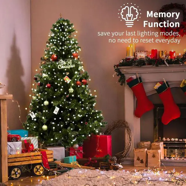 Alt view image 4 of 7 - Christmas Tree Lights 592LED 16 Lines 8 Modes for 8 ft Tree, UL Certified Indoor/Outdoor Christmas Decorations 16 * 9.8ft Drops Cool White