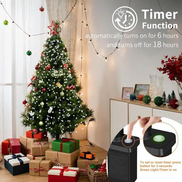 Alt view image 5 of 7 - Christmas Tree Lights 592LED 16 Lines 8 Modes for 8 ft Tree, UL Certified Indoor/Outdoor Christmas Decorations 16 * 9.8ft Drops Cool White