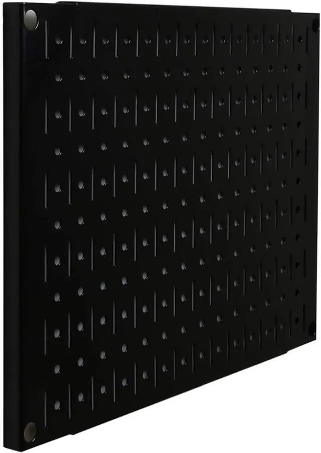 Alt view image 3 of 7 - Pegboard Wall Organizer Tiles Modular Black Metal Pegboard Tiling Set - Four 12-Inch Tall x 16-Inch Wide Peg Board Panel Wall Storage Tiles - Easy to Install (Black)