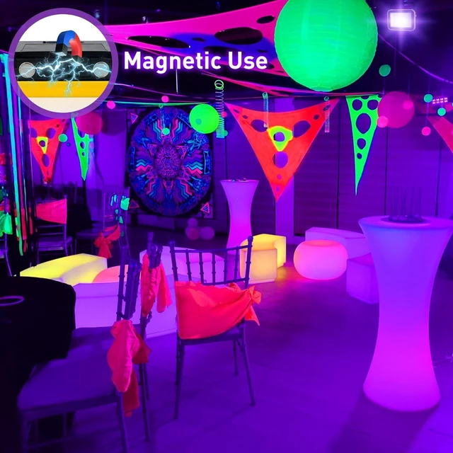 Alt view image 5 of 7 - Rechargeable LED Black Light, Battery Powered Portable Blacklight, 400nm LED Flood Light Black Lights, Neon Glow Party, Blacklight Catfishing, Halloween, Glow in The Dark Decoration 4 Pack