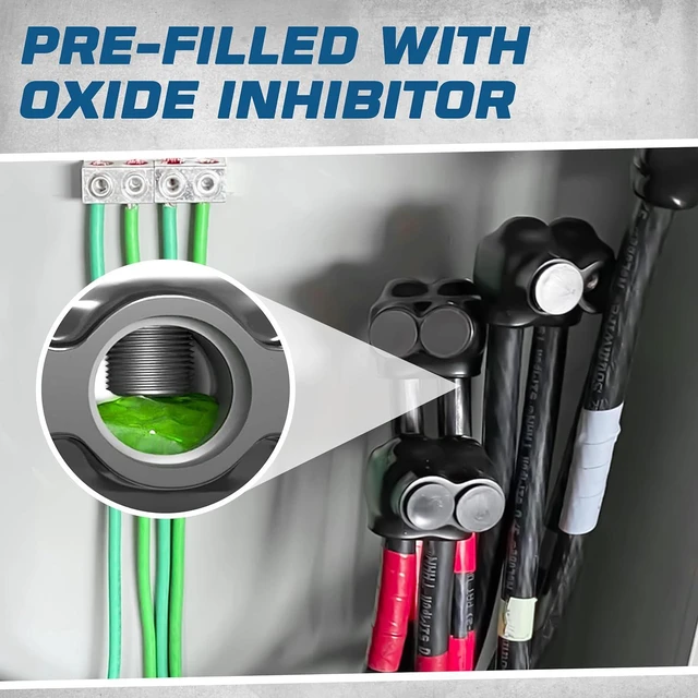 Alt view image 6 of 7 - OHLECTRIC 10 Pack - Insulated Wire Connector 2 Port Single Side Entry for 2-14 Wire Range Lugs with 5/32 Hex Screw, Pre-Filled with Oxide Inhibitor - Wire Connectors, Electrical Connectors, Wire Tap
