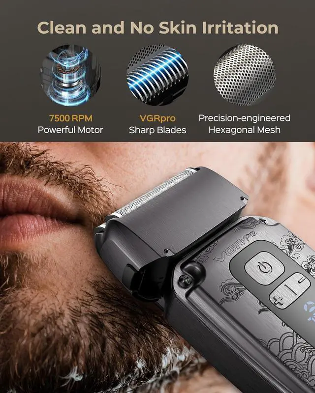 Alt view image 4 of 7 - Hair Clippers & Trimmers Set for Men Professional, Waterproof Electric Razor Foil Shaver for Men Face Beard, Cordless for Hair Cutting, 4-Speed Setting, LED Battery Display, Barber or Home Use