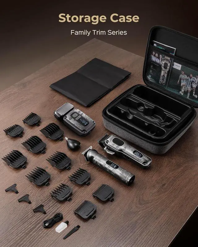 Alt view image 6 of 7 - Hair Clippers & Trimmers Set for Men Professional, Waterproof Electric Razor Foil Shaver for Men Face Beard, Cordless for Hair Cutting, 4-Speed Setting, LED Battery Display, Barber or Home Use