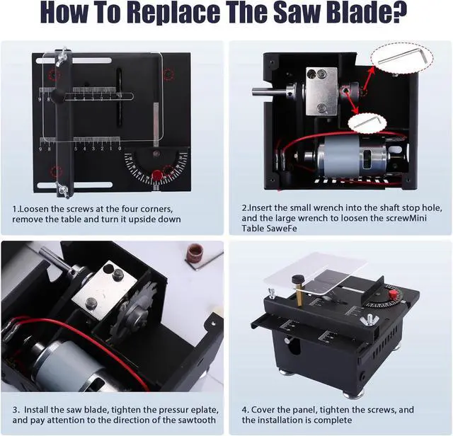 Alt view image 3 of 7 - Mini Table Saw,100W Mini Desktop Electric Saw Cutter Speed & Angle Adjustable 16MM Cutting Depth, Seven Speed Adjustable Power Supply,table sawelectrical, mini table saw for crafts