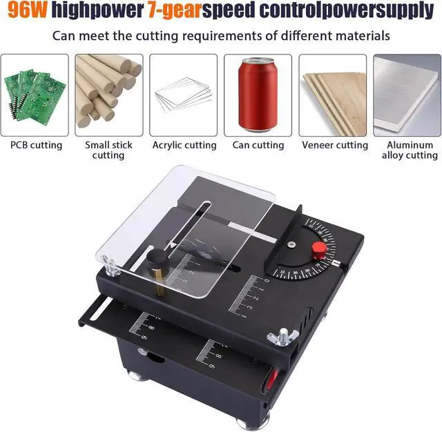 Alt view image 5 of 7 - Mini Table Saw,100W Mini Desktop Electric Saw Cutter Speed & Angle Adjustable 16MM Cutting Depth, Seven Speed Adjustable Power Supply,table sawelectrical, mini table saw for crafts