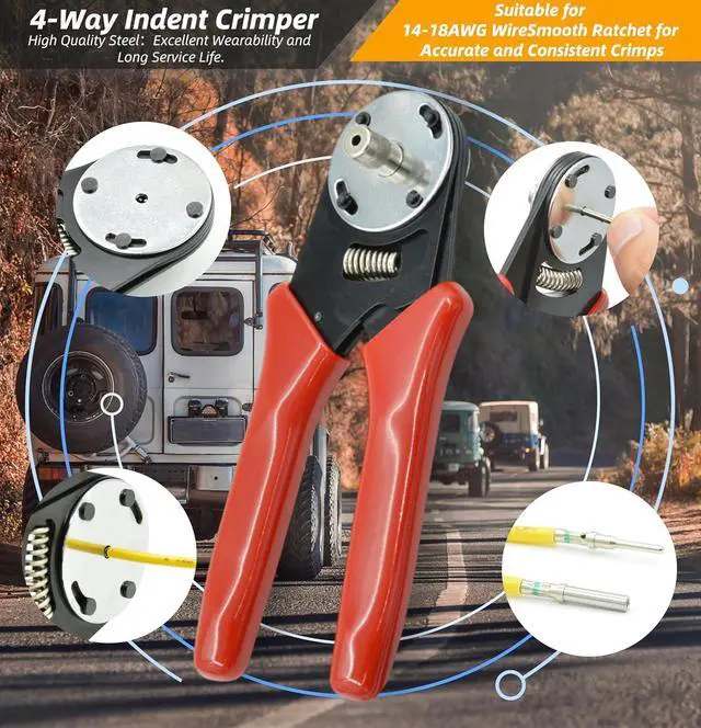 Alt view image 5 of 7 - 378 PCS DT Deutsch Series Waterproof Connector Kit, 2 3 4 6 8 12 Pin Connectors, Crimping Tool(12-20AWG) & DT Removal Tool, Size 16 Solid Terminal Contacts (14-20AWG) for Cars Motorcle Boat