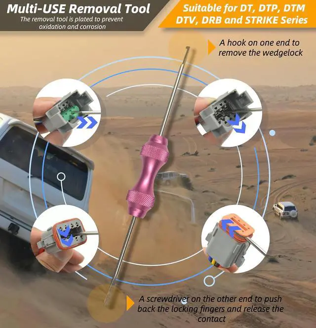 Alt view image 6 of 7 - 378 PCS DT Deutsch Series Waterproof Connector Kit, 2 3 4 6 8 12 Pin Connectors, Crimping Tool(12-20AWG) & DT Removal Tool, Size 16 Solid Terminal Contacts (14-20AWG) for Cars Motorcle Boat