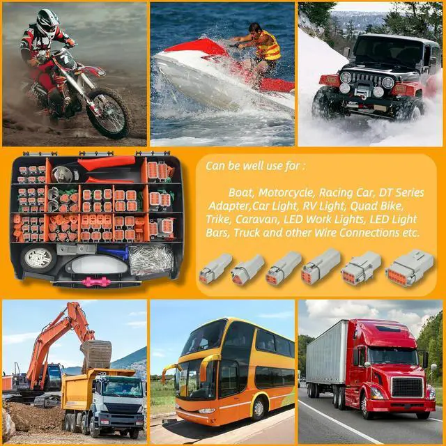Alt view image 7 of 7 - 378 PCS DT Deutsch Series Waterproof Connector Kit, 2 3 4 6 8 12 Pin Connectors, Crimping Tool(12-20AWG) & DT Removal Tool, Size 16 Solid Terminal Contacts (14-20AWG) for Cars Motorcle Boat
