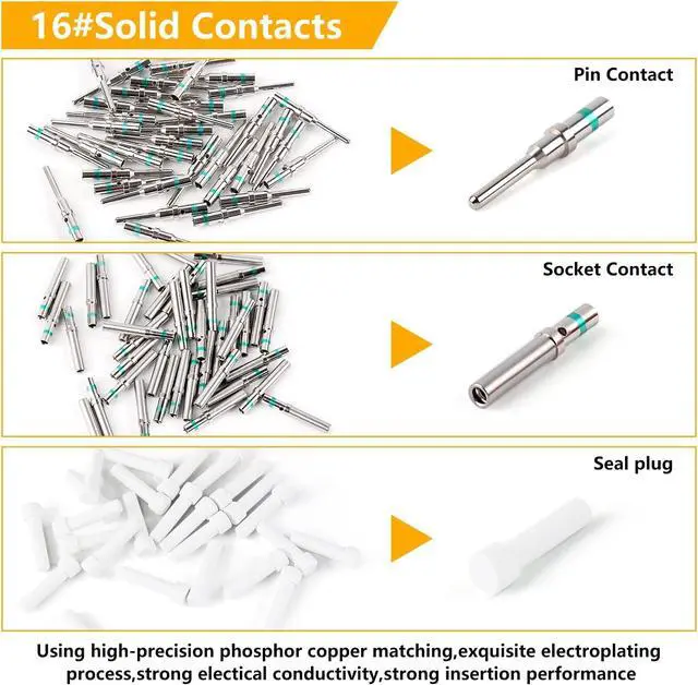 Alt view image 6 of 7 - 338pcs DT Deutsch Connector Kit - 2/3/4/6/8/12 Pin Connectors, Deutsch Crimping Tool, Removal Tool, Waterproof Automotive Electrical Connector