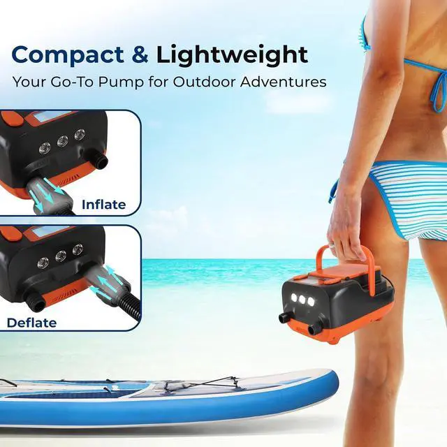 Alt view image 4 of 7 - Inflatable Paddle Board Pump Compressor - 16PSI High Pressure SUP Inflator - 12V DC Car Connector - Electric Air Pump for Paddle Boards, Boats, Rafts, Pool Toys - Deflation Function