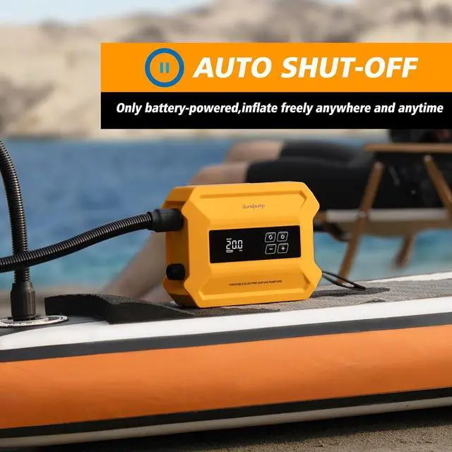 Alt view image 3 of 7 - Paddle Board Pump Electric Portable, 20PSI High-Pressure SUP Pump, ligent Dual-Stage Inflation Deflation Function, Auto-Off, LED Display, Air Pump for Paddleboards, Inflatable Boat Tents