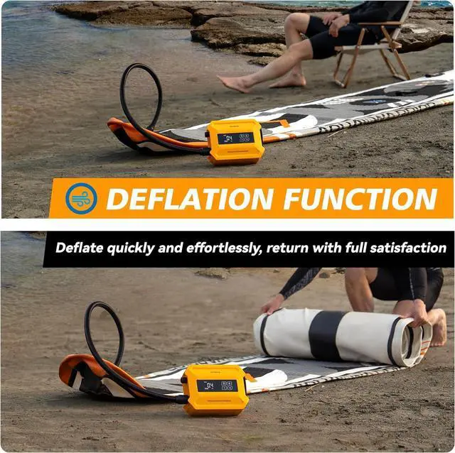 Alt view image 4 of 7 - Paddle Board Pump Electric Portable, 20PSI High-Pressure SUP Pump, ligent Dual-Stage Inflation Deflation Function, Auto-Off, LED Display, Air Pump for Paddleboards, Inflatable Boat Tents