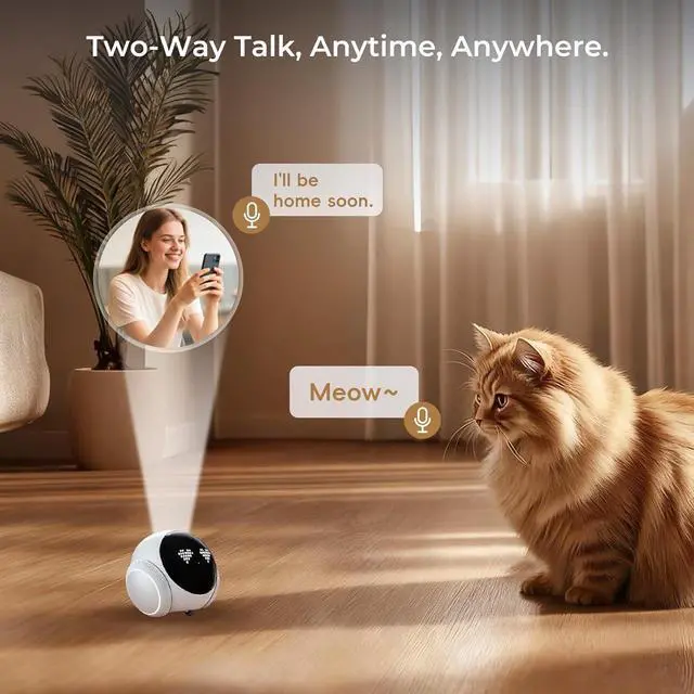 Alt view image 4 of 7 - Magic S1 Indoor Security Robot Camera 1080P Movable Pet Camera with App Control, 2-Way Audio, Motion Detection, Night Vision, Auto-Recharge, Smart Home Cam for Pet/Elderly/Baby (White)