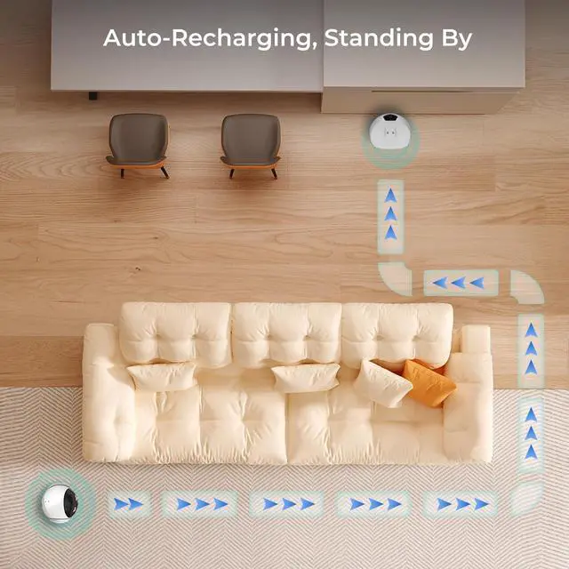 Alt view image 5 of 7 - Magic S1 Indoor Security Robot Camera 1080P Movable Pet Camera with App Control, 2-Way Audio, Motion Detection, Night Vision, Auto-Recharge, Smart Home Cam for Pet/Elderly/Baby (White)