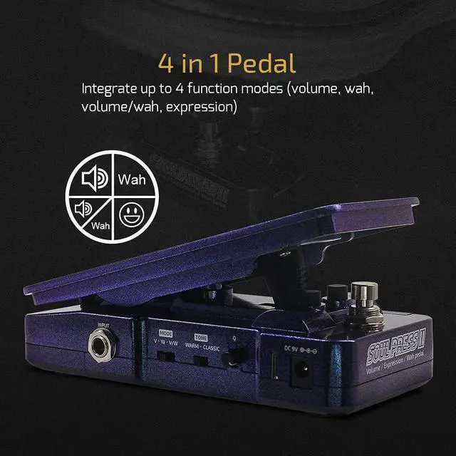 Alt view image 2 of 7 - Hotone Wah Active Volume Passive Expression Guitar Effects Pedal Switchable Soul Press II 4 in 1 with Visible Guitar Effects Pedal