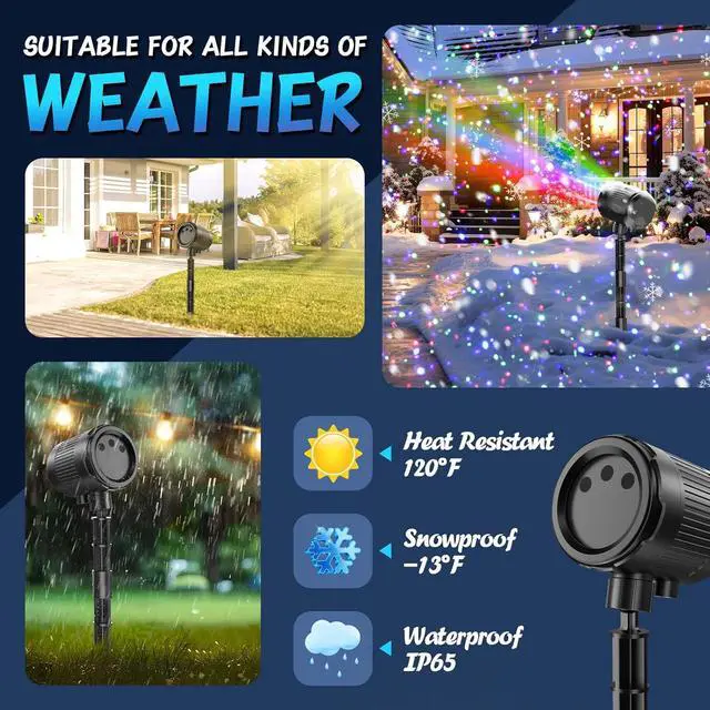 Alt view image 4 of 7 - Christmas Projector Lights Outdoor, Holiday Lights Projector with Moving RGB 3 Color Starry Light Show with RF Remote, Waterproof Holiday Decor for Garden Patio, Party, Christmas, Halloween, New Year
