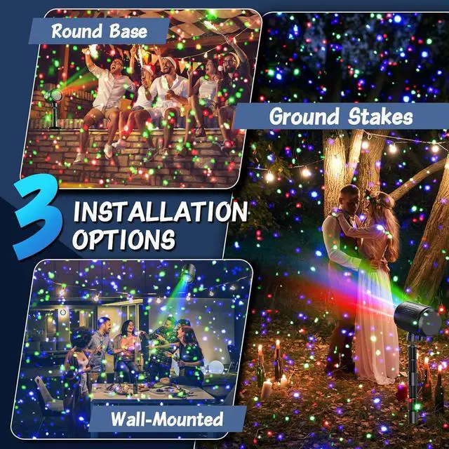 Alt view image 5 of 7 - Christmas Projector Lights Outdoor, Holiday Lights Projector with Moving RGB 3 Color Starry Light Show with RF Remote, Waterproof Holiday Decor for Garden Patio, Party, Christmas, Halloween, New Year