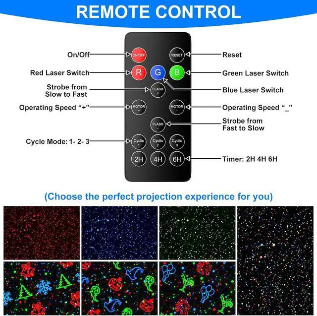 Alt view image 5 of 7 - Christmas Laser Projector Light Outdoor, RGB 3 Colors Laser Lights with 24 Patterns, IP65 Waterproof Star Projector Firefly Moving Lights Show Decor for Garden Yard Christmas Halloween Holiday Party