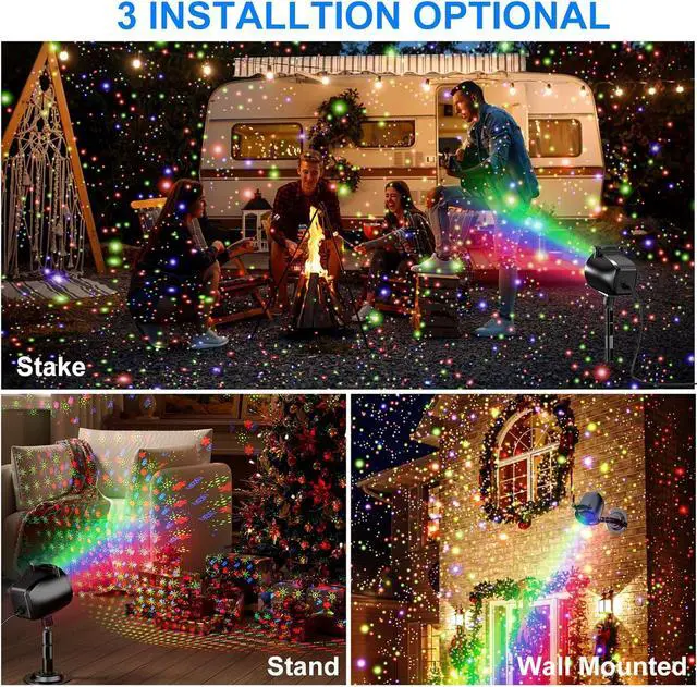 Alt view image 6 of 7 - Christmas Laser Projector Light Outdoor, RGB 3 Colors Laser Lights with 24 Patterns, IP65 Waterproof Star Projector Firefly Moving Lights Show Decor for Garden Yard Christmas Halloween Holiday Party
