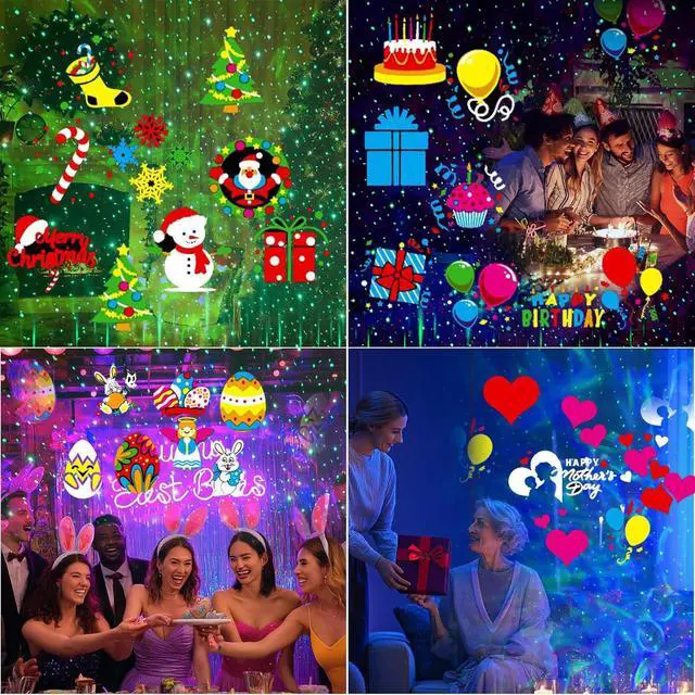 Alt view image 4 of 7 - Easter Decor Projector Lights Outdoor - 3 in 1 HD Effects (Firefly & Ocean Wave + 10 Slides & 10 Colors) Waterproof with Timer Holiday Landscape Light for Indoor Outdoor House Decor