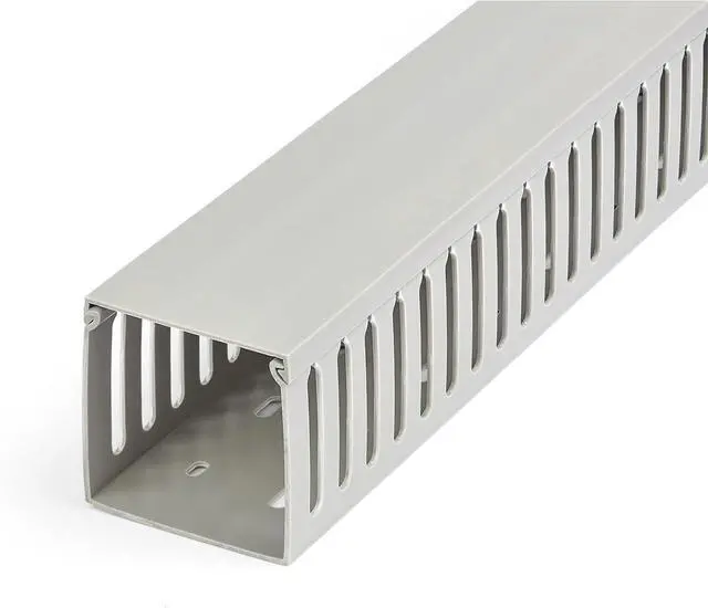 Main image of Open Slot Cable Management Raceway with Cover, 3"(75mm)W x 3"(75mm)H - 6.5ft(2m) length - 1/4"(8mm) Slots, PVC Network Cable Hider/Wall Wire Duct, Max 200 Cables, UL Listed, TAA