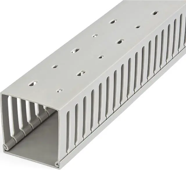 Alt view image 6 of 6 - Open Slot Cable Management Raceway with Cover, 3"(75mm)W x 3"(75mm)H - 6.5ft(2m) length - 1/4"(8mm) Slots, PVC Network Cable Hider/Wall Wire Duct, Max 200 Cables, UL Listed, TAA