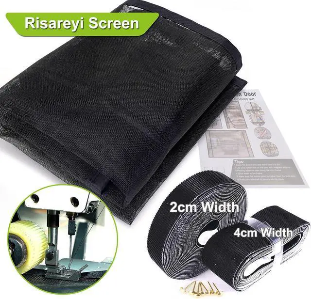 Alt view image 6 of 7 - Side Opening Magnetic Screen Door Heavy-Duty, Black - Thicken Fiberglass Mesh Double Sliding Door Mosquito Screen Magnetic Closure to Keep Bugs Out, Actual Size 60" x 94"