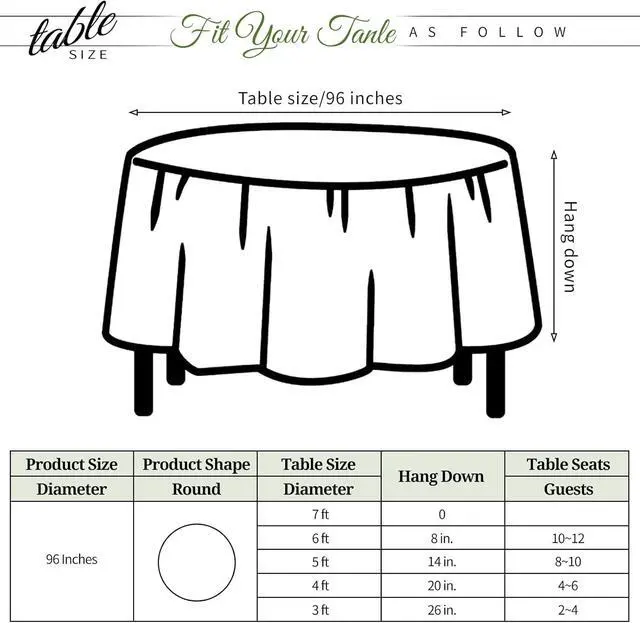 Alt view image 3 of 7 - 24 Pack - Plastic Table Cloth Disposable, 96'' Tablecloth for Round Tables, White Disposable Table Cloths for Parties, Picnics, Camping, Waterproof & Stain-Resistant