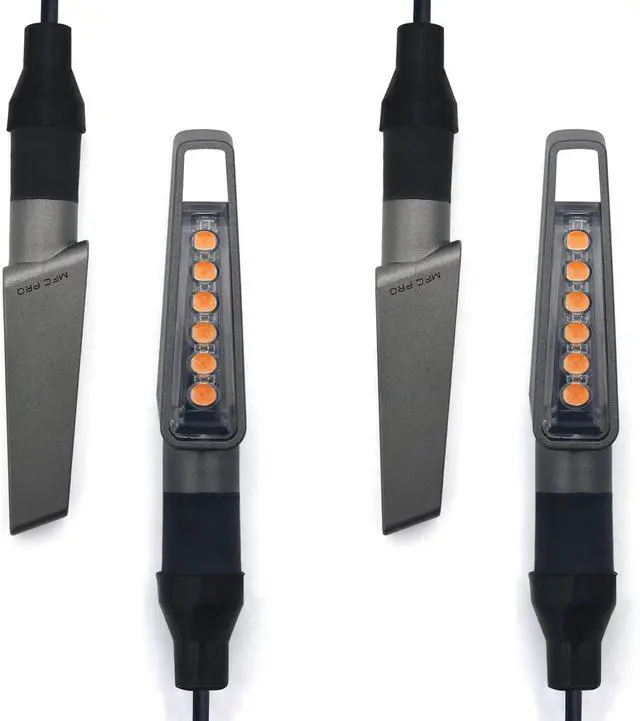 Main image of DC12V 4Pcs Motorcycle Indicator Lights Flowing 6pcs LED Bulbs Turn Signal Lights Blinkers for Motorcycles, Scooters, Quad Wheelers, Off-Road Vehicles(Space Grey 4pcs)