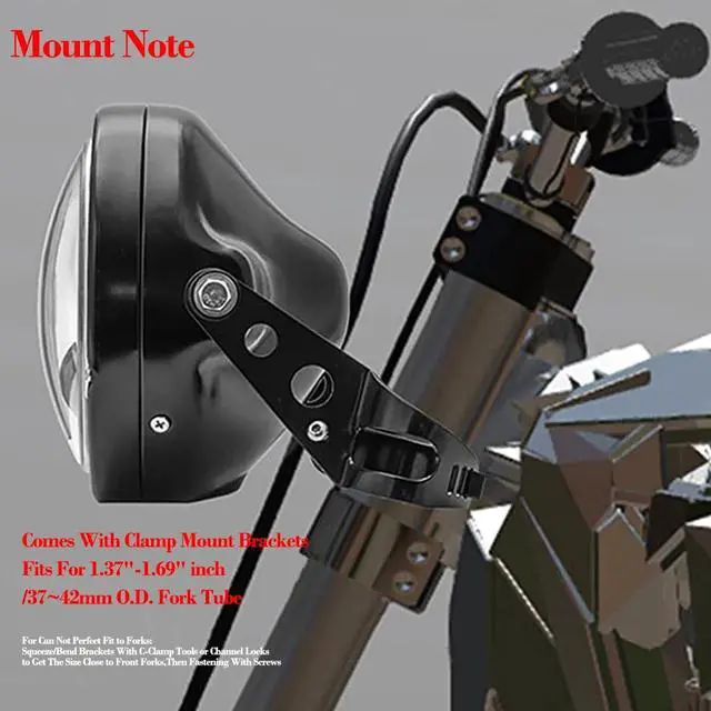 Alt view image 2 of 7 - 7" inch LED Motorcycle Headlight Round With Housing Bucket Hi/Low Beam LED Headlamp Assem with Mounting Bracket fit 1.37" to 1.69" Fork Tube Motorcycle for H-arley Yamaha Honda Suzuki Kawasaki