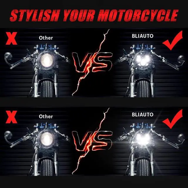 Alt view image 6 of 7 - 7" inch LED Motorcycle Headlight Round With Housing Bucket Hi/Low Beam LED Headlamp Assem with Mounting Bracket fit 1.37" to 1.69" Fork Tube Motorcycle for H-arley Yamaha Honda Suzuki Kawasaki