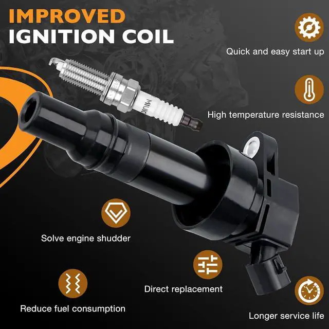 Alt view image 2 of 7 - UF652 Ignition Coil Pack & Iridium Spark Plugs Set of 4 Compatible with 2012-2021 Hyundai Accent, 2012-2017 Hyundai Veloster, 2012-2013 Dodge Attitude, 2012-2019 Kia Rio, 2012-2019 Kia Soul