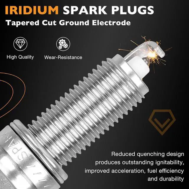 Alt view image 3 of 7 - UF652 Ignition Coil Pack & Iridium Spark Plugs Set of 4 Compatible with 2012-2021 Hyundai Accent, 2012-2017 Hyundai Veloster, 2012-2013 Dodge Attitude, 2012-2019 Kia Rio, 2012-2019 Kia Soul