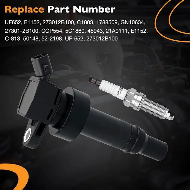 Alt view image 6 of 7 - UF652 Ignition Coil Pack & Iridium Spark Plugs Set of 4 Compatible with 2012-2021 Hyundai Accent, 2012-2017 Hyundai Veloster, 2012-2013 Dodge Attitude, 2012-2019 Kia Rio, 2012-2019 Kia Soul