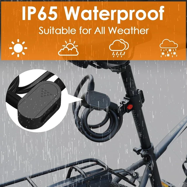 Alt view image 7 of 7 - Fingerprint Bike Lock Cable, Keyless Bike Lock Chain Heavy Duty Anti-Theft Bicycle Lock Waterproof 1.5M Stainless Steel Cable Bike Lock with Mounting Bracket (Black, 4.92Feet Long)