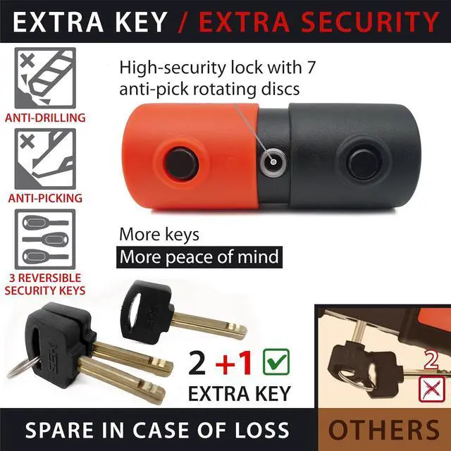 Alt view image 5 of 7 - KR50+120L Motorcycle Chain Lock + Heavy Duty Mini U Disc Lock SRA Approved, Multifunctional Loop, Anti Theft Parking Garage Security Kit for Motorbike Scooter Electric Bicycle,120cm/3.9ft