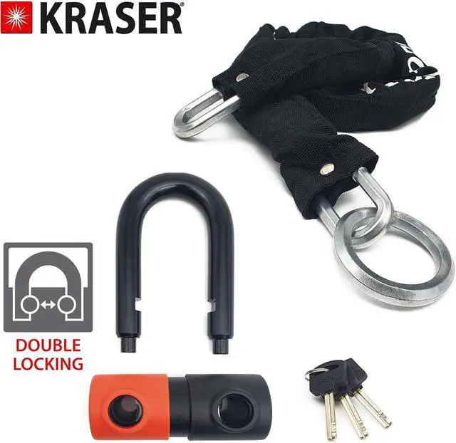 Alt view image 7 of 7 - KR50+120L Motorcycle Chain Lock + Heavy Duty Mini U Disc Lock SRA Approved, Multifunctional Loop, Anti Theft Parking Garage Security Kit for Motorbike Scooter Electric Bicycle,120cm/3.9ft