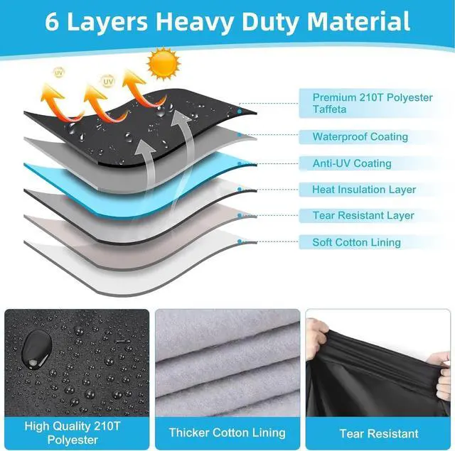 Alt view image 4 of 7 - Motorcycle Cover Waterproof for Kawasaki Ninja 250 300 400 500 650/BMW F 900R, Heavy Duty Outdoor Sun UV Rain Dust All Weather Protection Motorbike Cover with Soft Cotton Lining & Lock Hole-Black