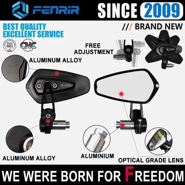 Alt view image 3 of 7 - CNC Aluminum Alloy Cafe Racer Black Motorcycle Bar End Mirrors Side Folding 22MM 7/8" inch Handlebar Mirror Universal Rear View For M6/M8 Standard Super Sport Naked Street Bike Scooter Minimoto
